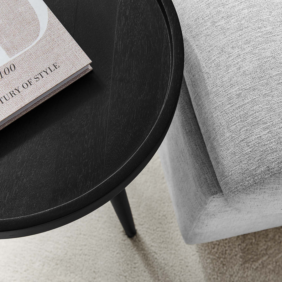 Seren Round Wood Side Table in Black