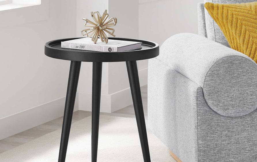 Seren Round Wood Side Table in Black