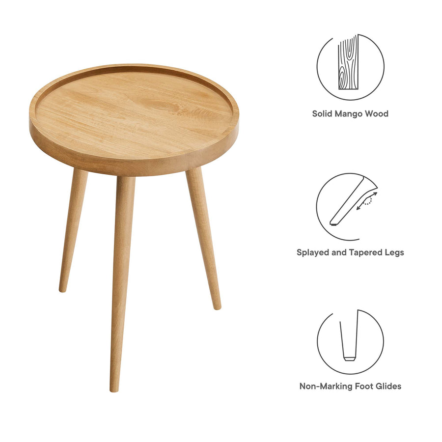 Seren Round Wood Side Table in Natural