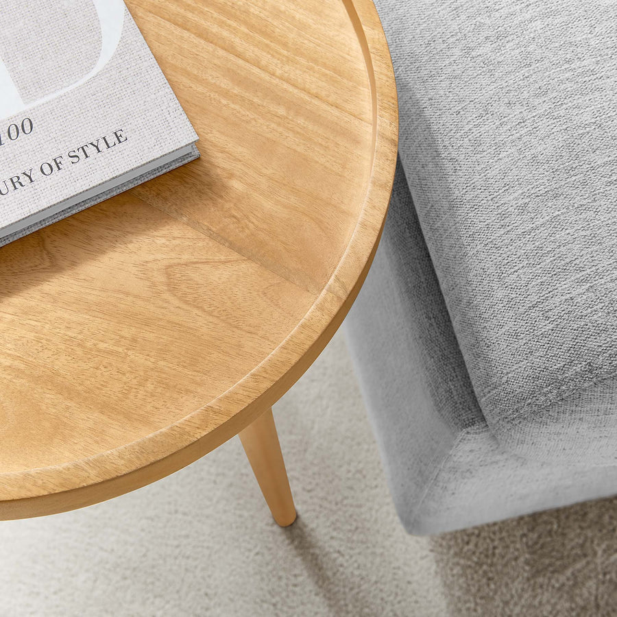 Seren Round Wood Side Table in Natural