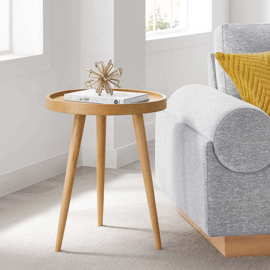 Seren Round Wood Side Table in Natural