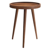 Seren Round Wood Side Table in Walnut