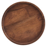Seren Round Wood Side Table in Walnut