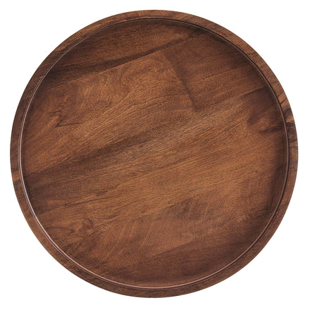 Chiro Round Wood Side Table in Walnut