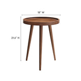 Seren Round Wood Side Table in Walnut