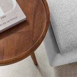 Seren Round Wood Side Table in Walnut