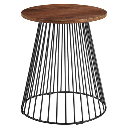 Valeo Round Wood and Metal Side Table by Furniture For America