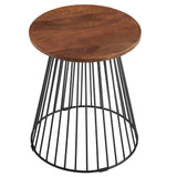 Malmo Round Wood and Metal Side Table in Walnut