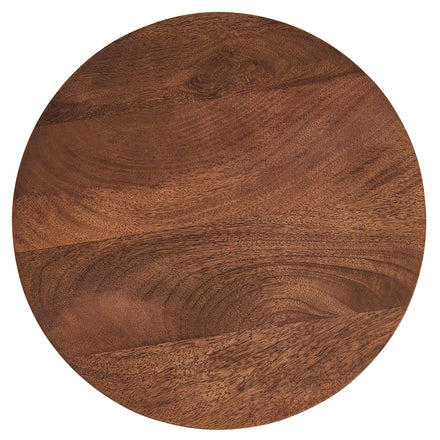Valeo Round Wood and Metal Side Table in Walnut