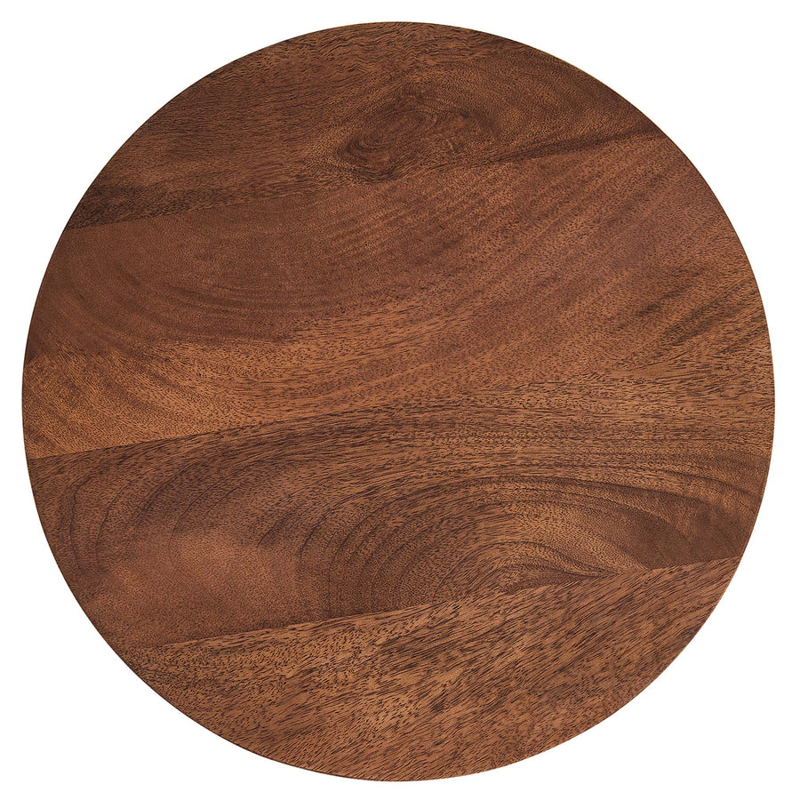 Malmo Round Wood and Metal Side Table in Walnut