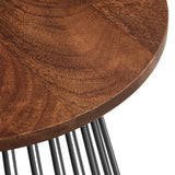 Malmo Round Wood and Metal Side Table in Walnut