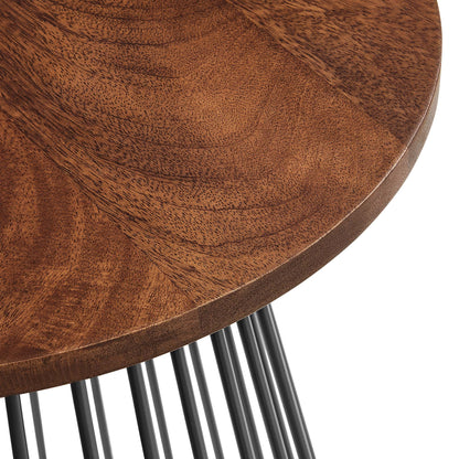 Valeo Round Wood and Metal Side Table by Furniture For America