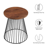 Malmo Round Wood and Metal Side Table in Walnut