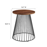 Malmo Round Wood and Metal Side Table in Walnut