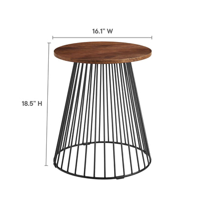 Valeo Round Wood and Metal Side Table by Furniture For America