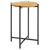 Sundborg Round Wood and Metal Side Table in Oak