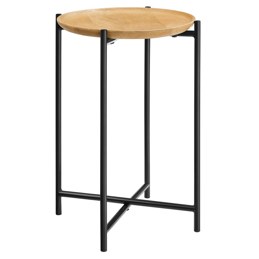 Sundborg Round Wood and Metal Side Table in Oak