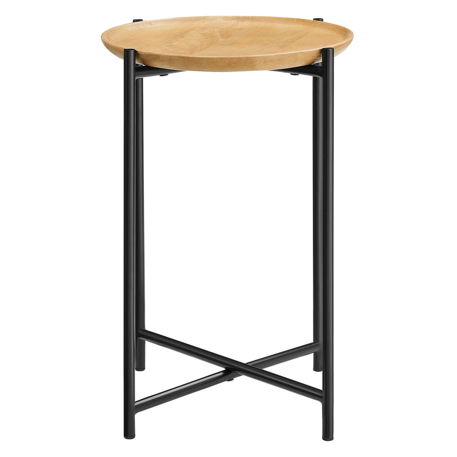 Sundborg Round Wood and Metal Side Table in Oak