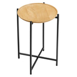 Sundborg Round Wood and Metal Side Table in Oak