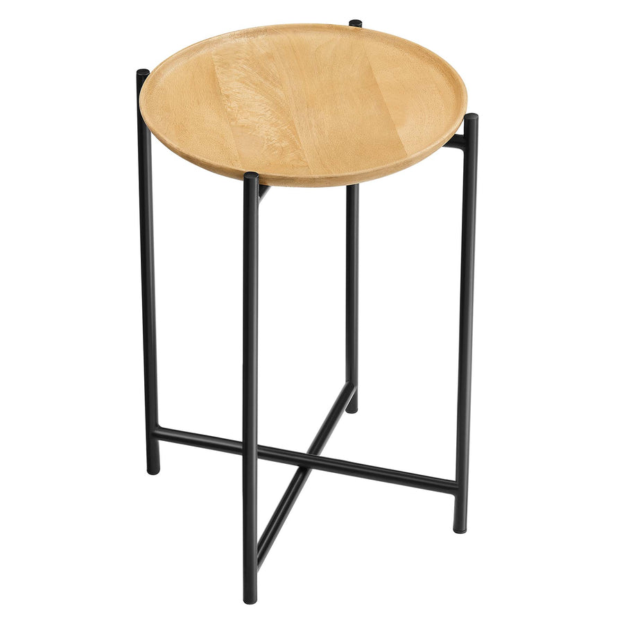 Sundborg Round Wood and Metal Side Table in Oak