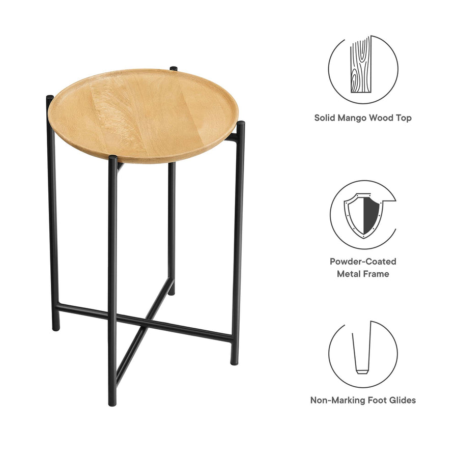 Sundborg Round Wood and Metal Side Table in Oak