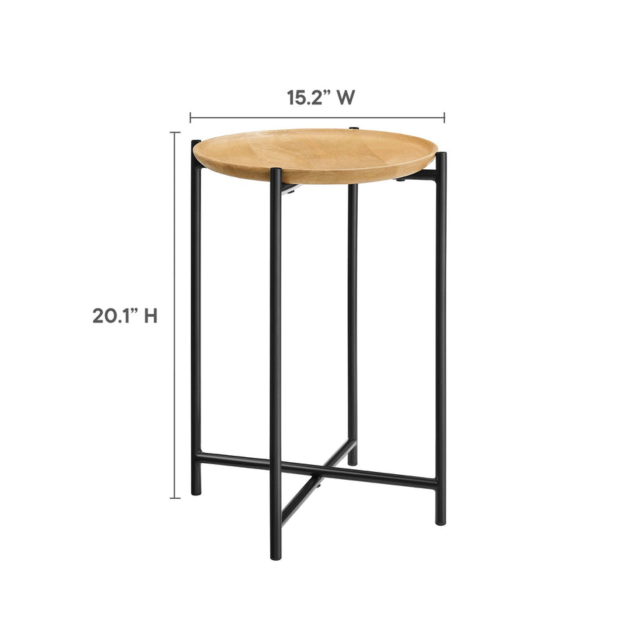 Sundborg Round Wood and Metal Side Table in Oak