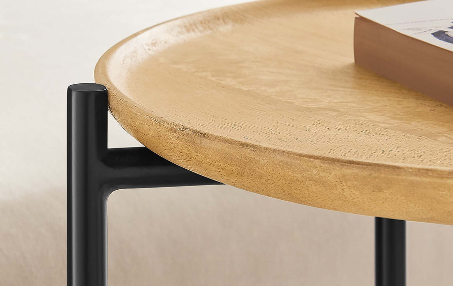 Sundborg Round Wood and Metal Side Table in Oak