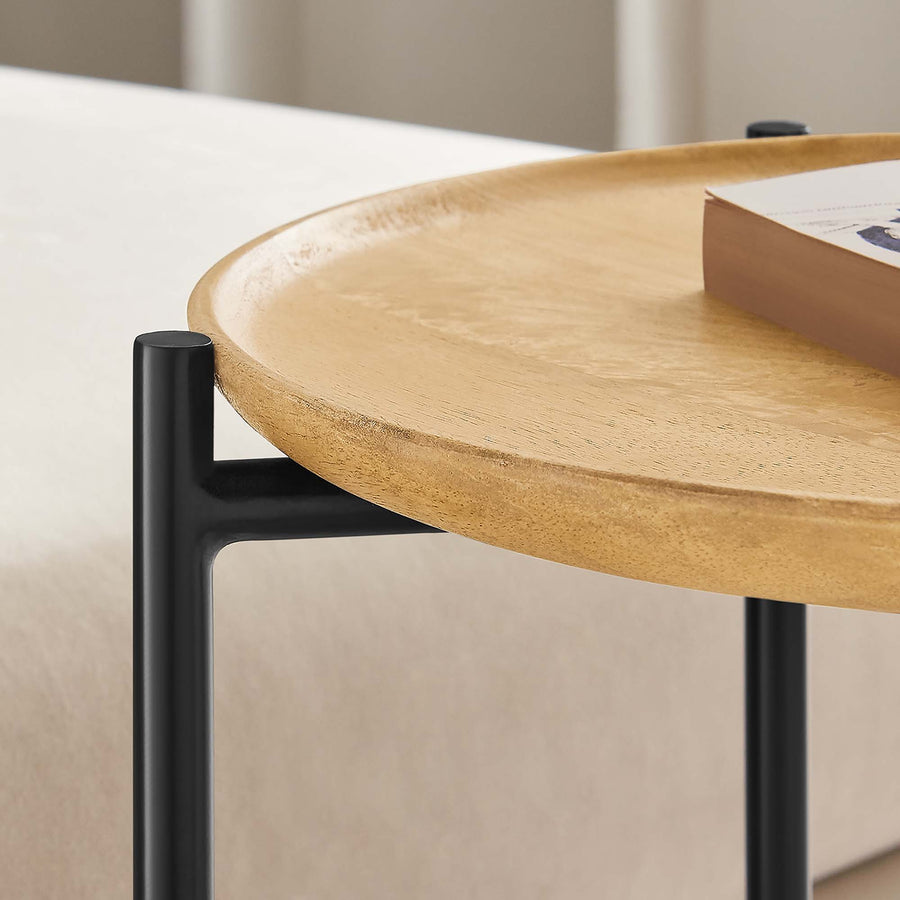 Sundborg Round Wood and Metal Side Table in Oak