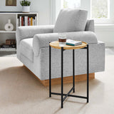 Sundborg Round Wood and Metal Side Table in Oak