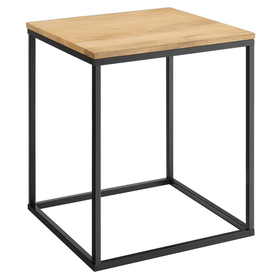 Selje Square Wood and Metal Side Table in Oak