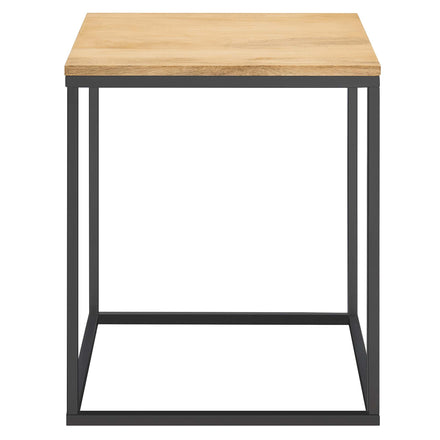 Zora Square Wood and Metal Side Table in Oak