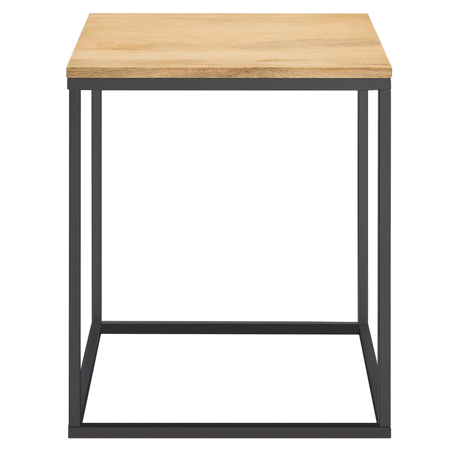 Selje Square Wood and Metal Side Table in Oak