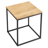 Selje Square Wood and Metal Side Table in Oak
