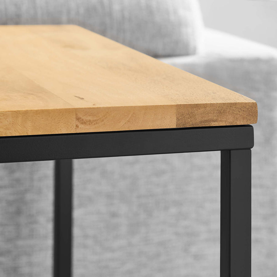 Selje Square Wood and Metal Side Table in Oak