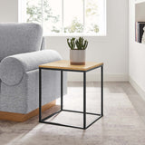 Selje Square Wood and Metal Side Table in Oak