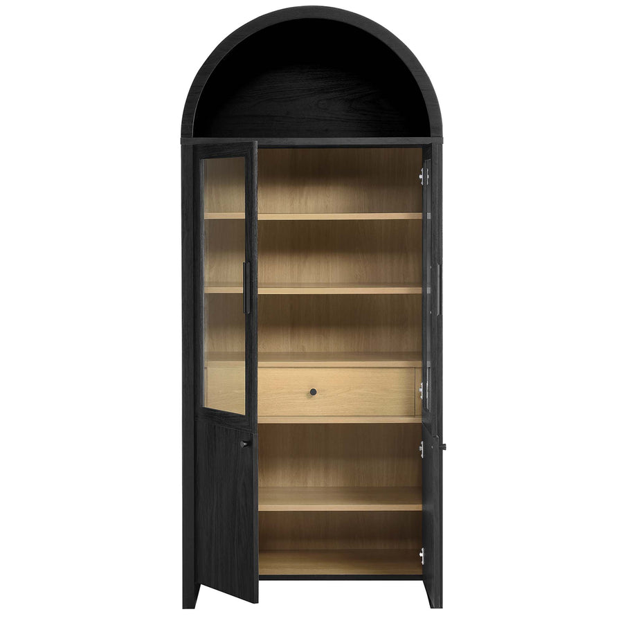 Citron Arched Tall Display Cabinet in Black Oak