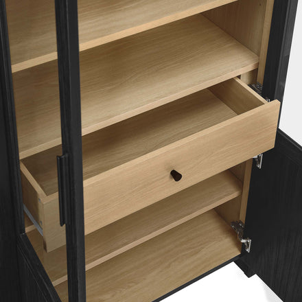 Evie Arched Tall Display Cabinet in Black Oak