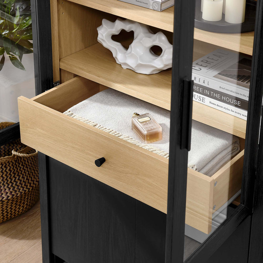 Citron Arched Tall Display Cabinet in Black Oak