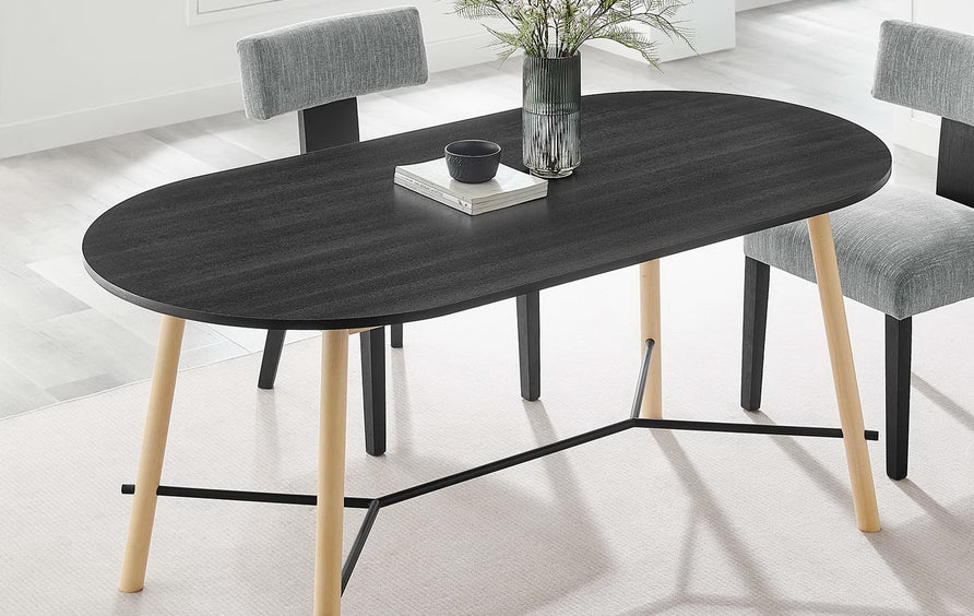Kingcup 71" Wood Grain Dining Table in Black Oak