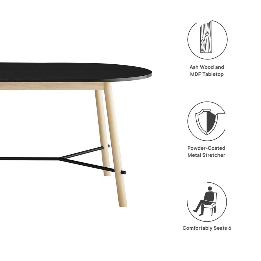 Kingcup 71" Wood Grain Dining Table in Black Oak