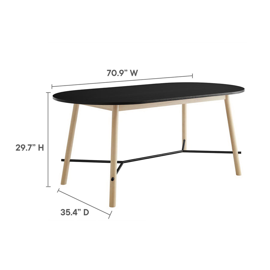 Kingcup 71" Wood Grain Dining Table in Black Oak