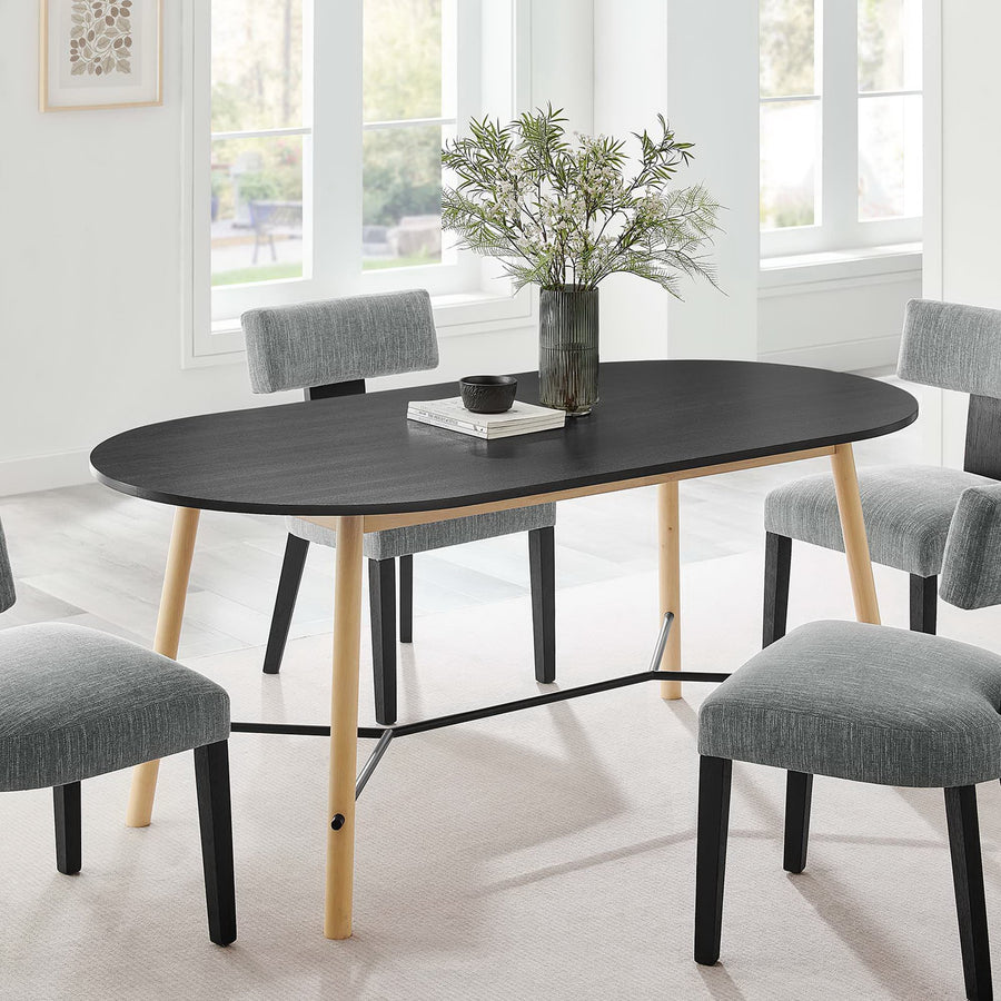 Kingcup 71" Wood Grain Dining Table in Black Oak