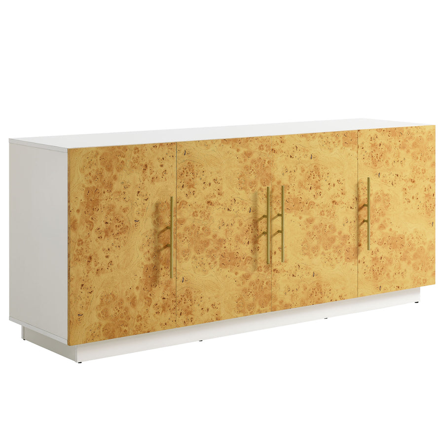 Russet 69 Inch Burl Wood Sideboard Buffet TV Stand in White Bleached Burl