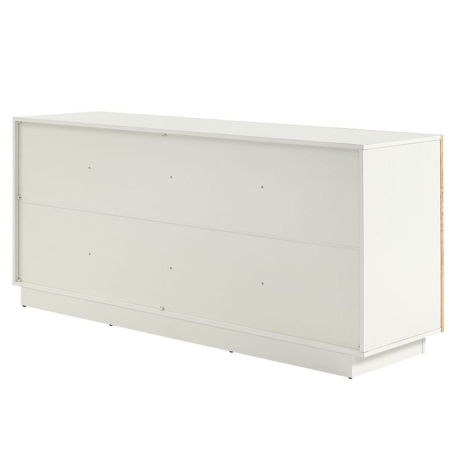 Russet 69 Inch Burl Wood Sideboard Buffet TV Stand in White Bleached Burl
