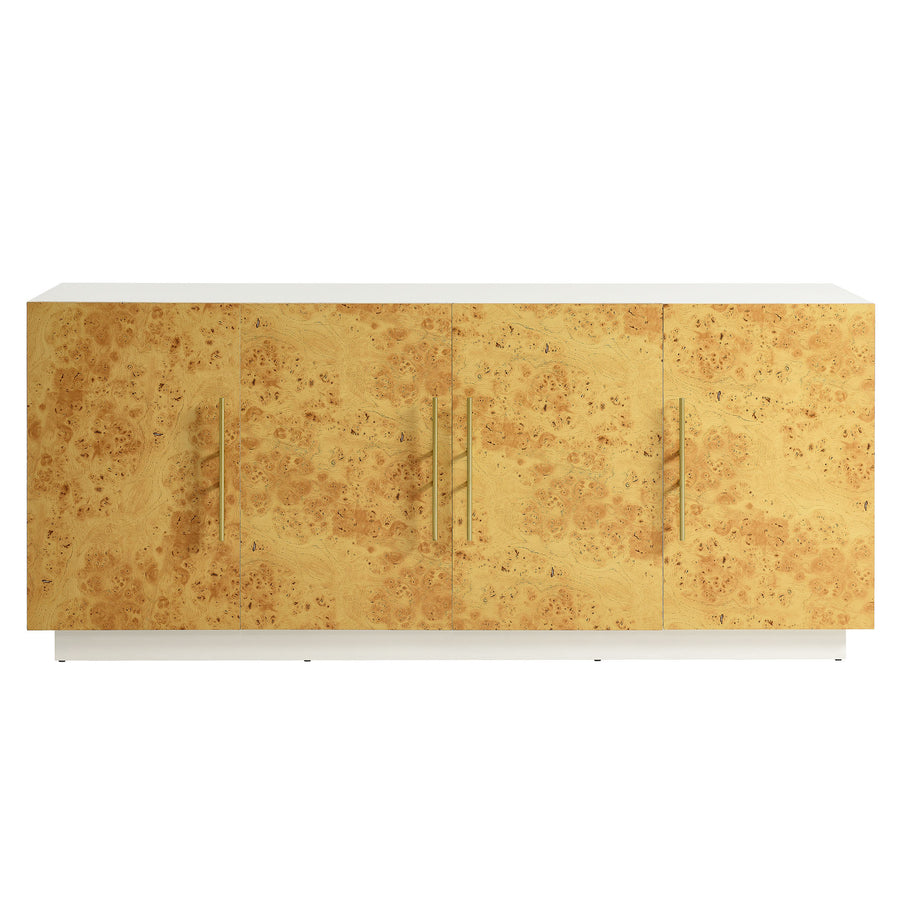 Russet 69 Inch Burl Wood Sideboard Buffet TV Stand in White Bleached Burl