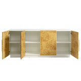 Russet 69 Inch Burl Wood Sideboard Buffet TV Stand in White Bleached Burl