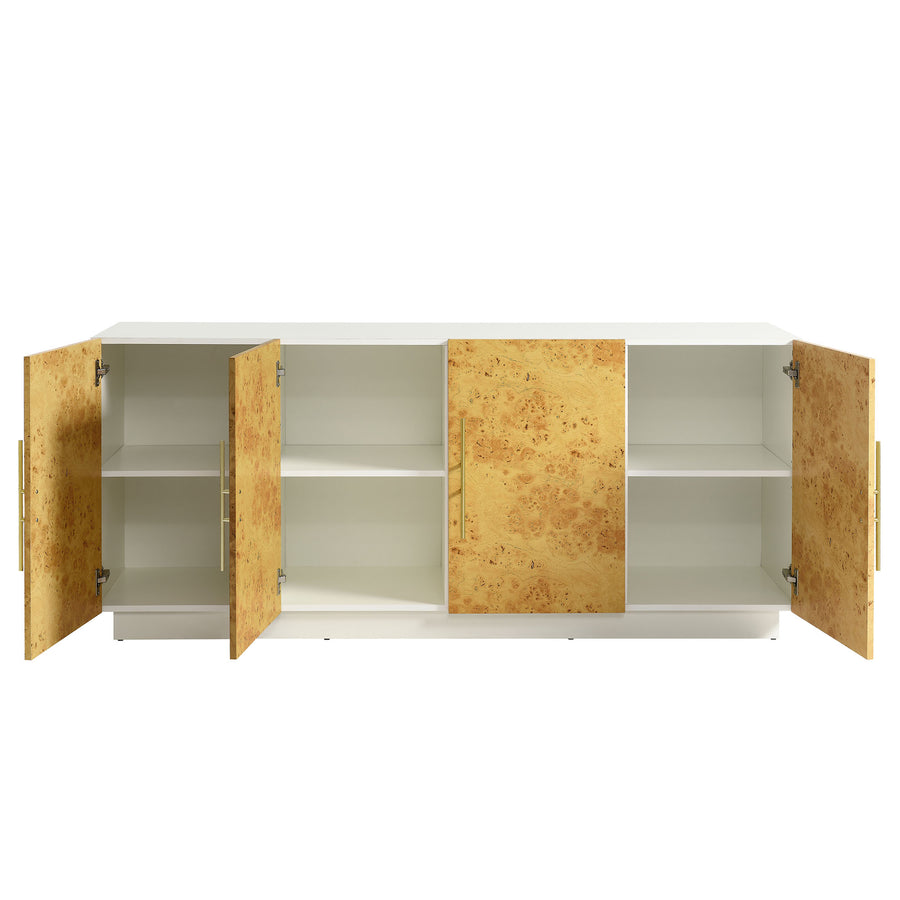 Russet 69 Inch Burl Wood Sideboard Buffet TV Stand in White Bleached Burl