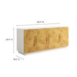Russet 69 Inch Burl Wood Sideboard Buffet TV Stand in White Bleached Burl