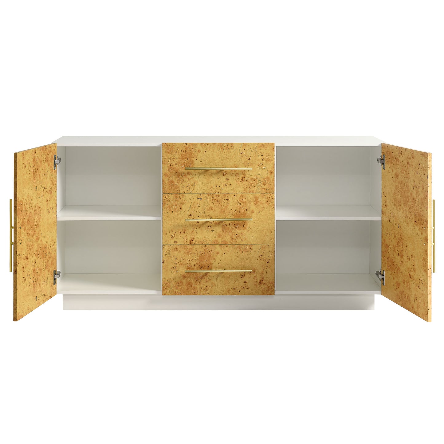 Russet 59 Inch Burl Wood Sideboard Buffet TV Stand in White Bleached Burl