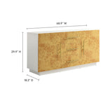 Russet 59 Inch Burl Wood Sideboard Buffet TV Stand in White Bleached Burl